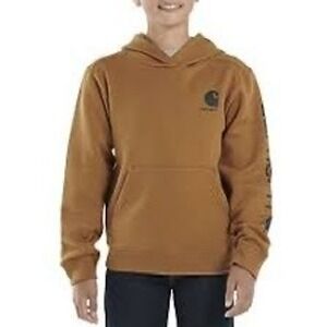 Carhartt Boy's Brown Long Sleeve Pullover Hoodie‎ Sweatshirt - Size M